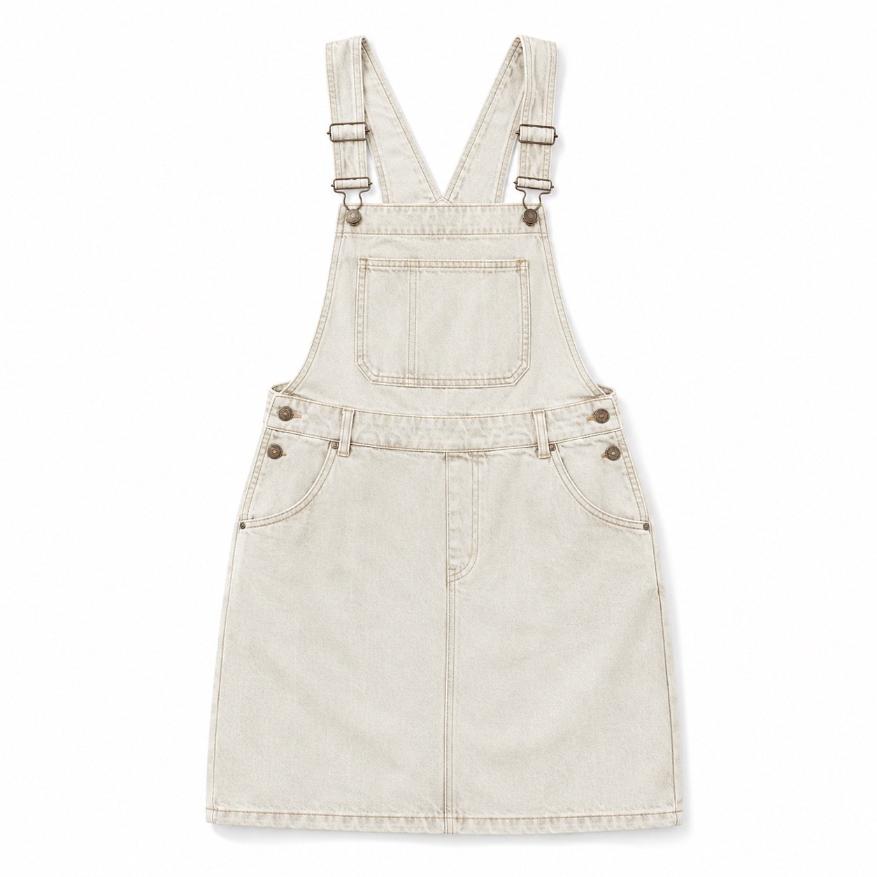 Denman Denim Pinafore Dress — Skirts & Dresses by YOON SYM. product photograph on a white background.