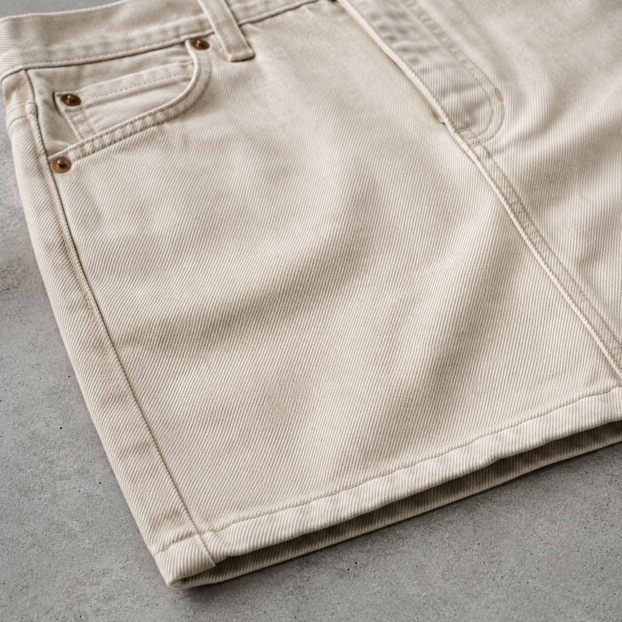 Soho Midi Denim Skirt — Skirts & Dresses by YOON SYM. close detail of the fabric and finish.