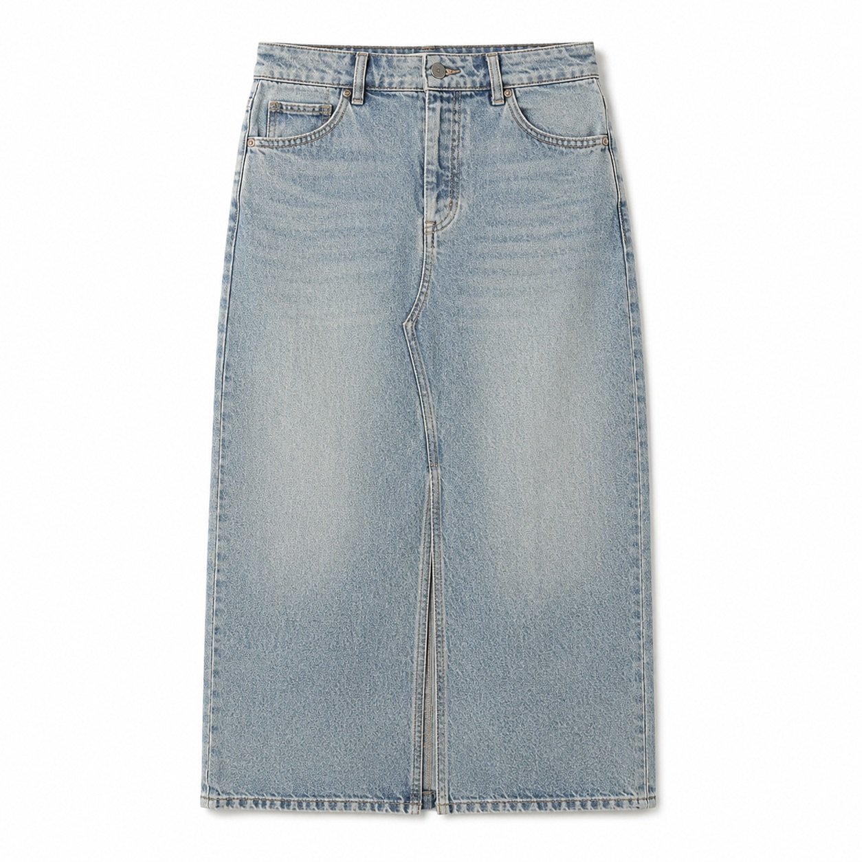 Noel Midi Denim Skirt — Skirts & Dresses by YOON SYM. product photograph on a white background.