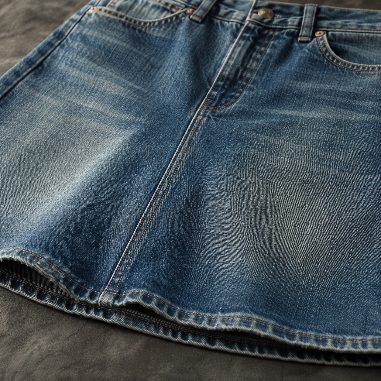 Lexington A-Line Denim Skirt — Skirts & Dresses by YOON SYM. close detail of the fabric and finish.