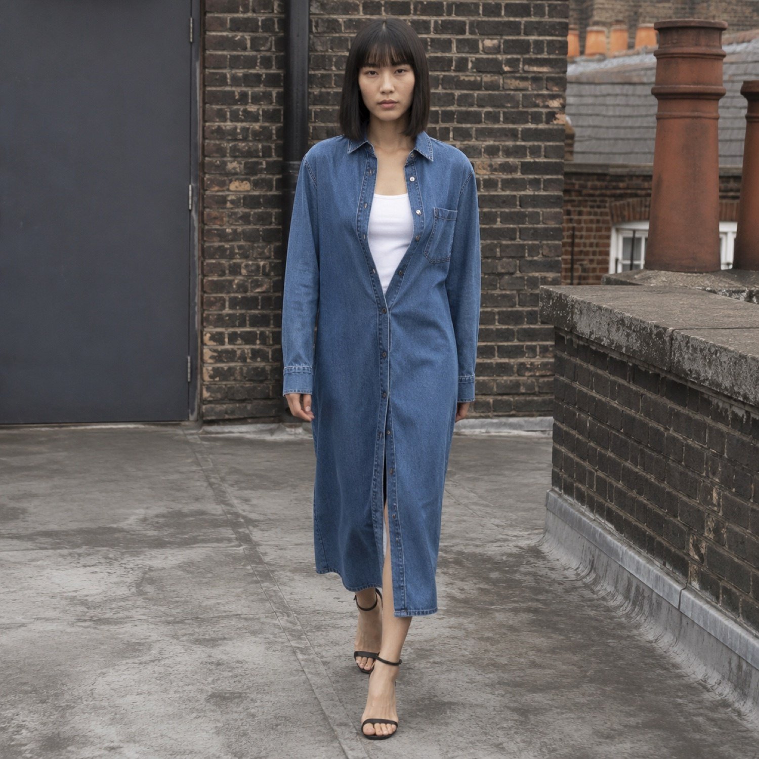 Bridle Denim Shirt Dress — Skirts & Dresses by YOON SYM. worn by a model.