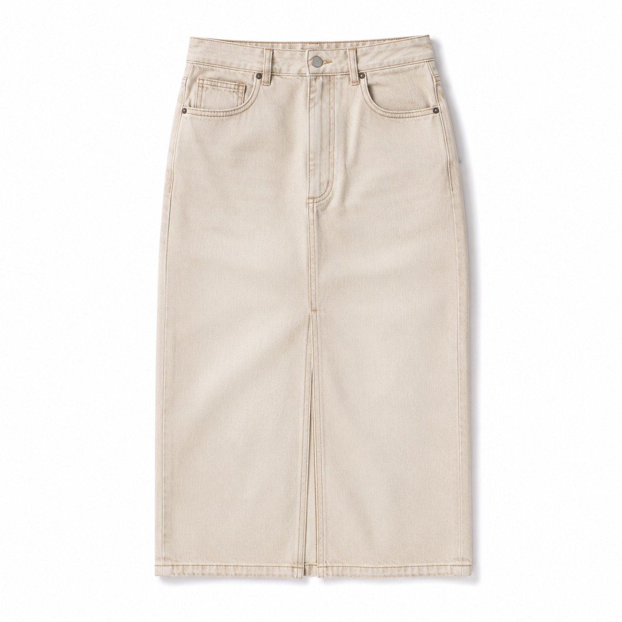 Golden Midi Denim Skirt — Skirts & Dresses by YOON SYM. product photograph on a white background.