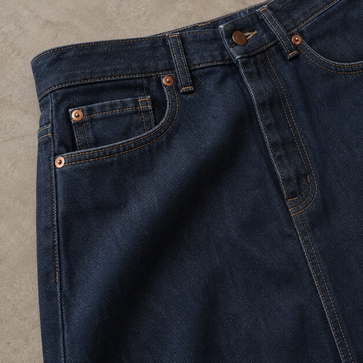 Poland Midi Denim Skirt — YOON SYM knitwear, product photograph
