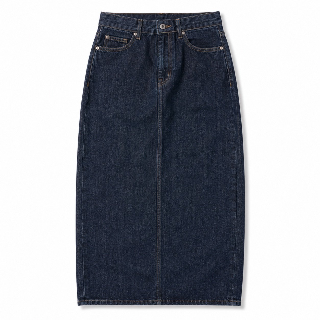 Poland Midi Denim Skirt — YOON SYM knitwear, product photograph