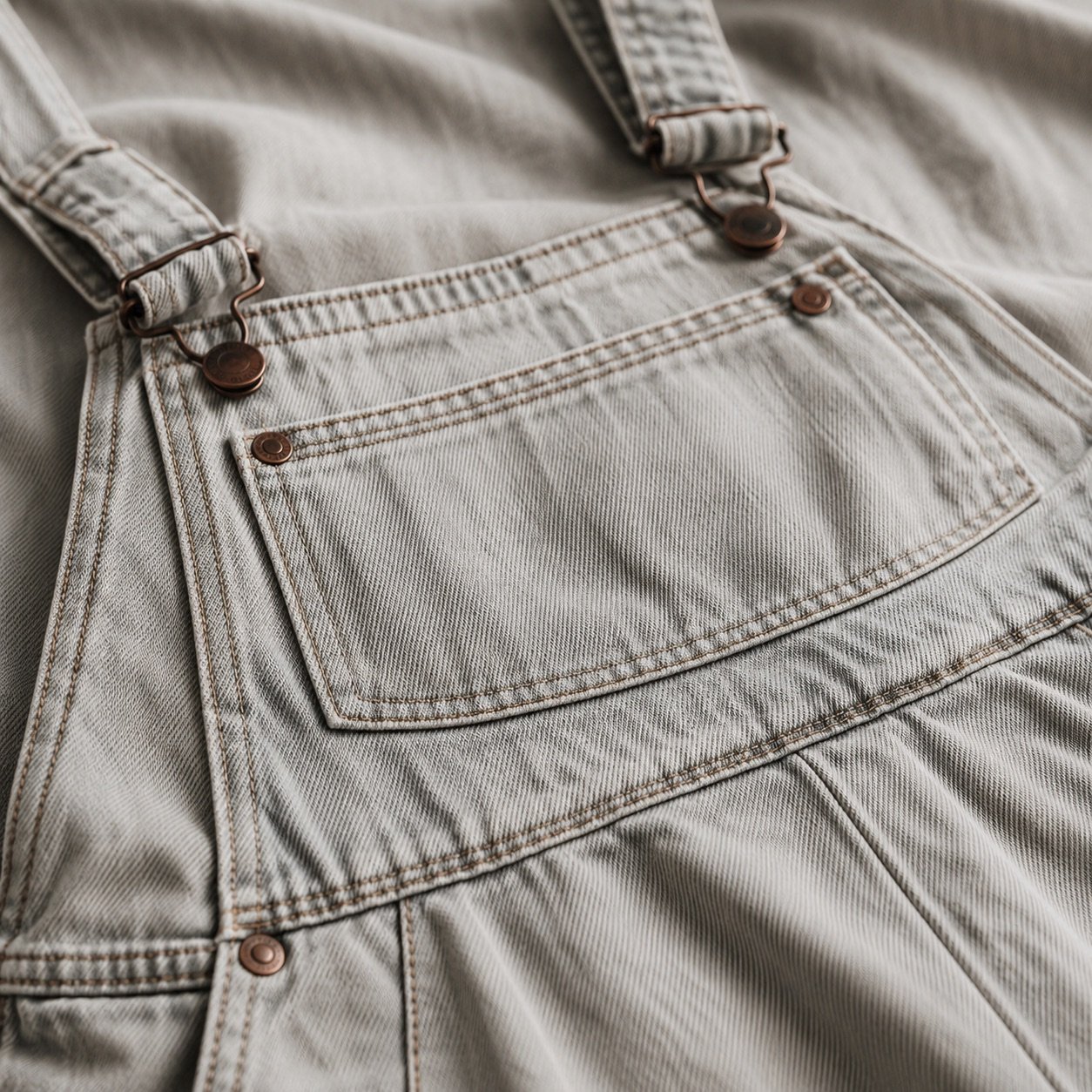 Kingly Denim Pinafore Dress — YOON SYM knitwear, product photograph