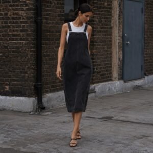 Carnaby Denim Pinafore Dress — Skirts & Dresses by YOON SYM. worn by a model.