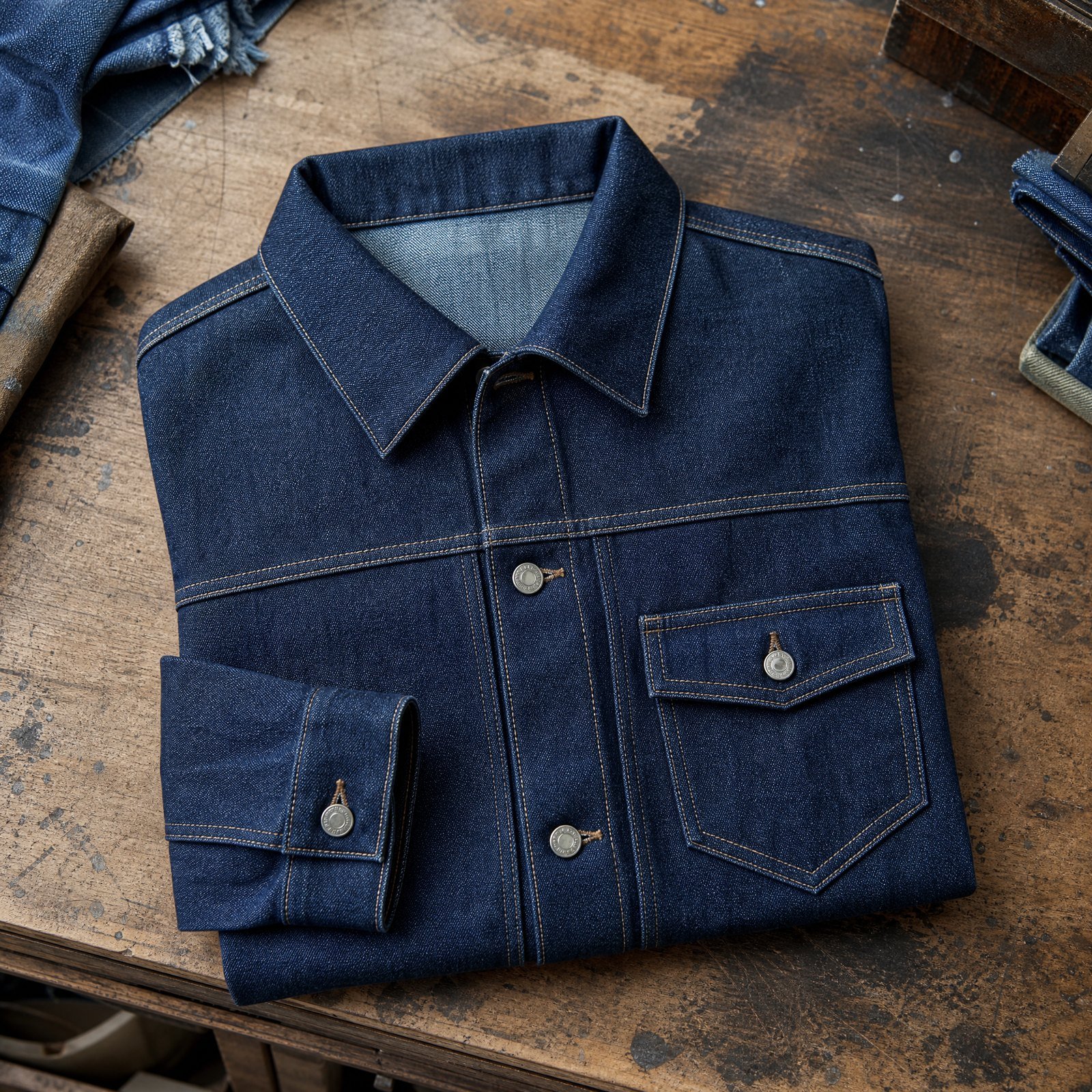 Folded denim jackets from the YOON SYM range
