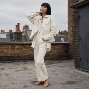 Lexington Oversized Trucker Jacket — Denim Jackets by YOON SYM. worn by a model.