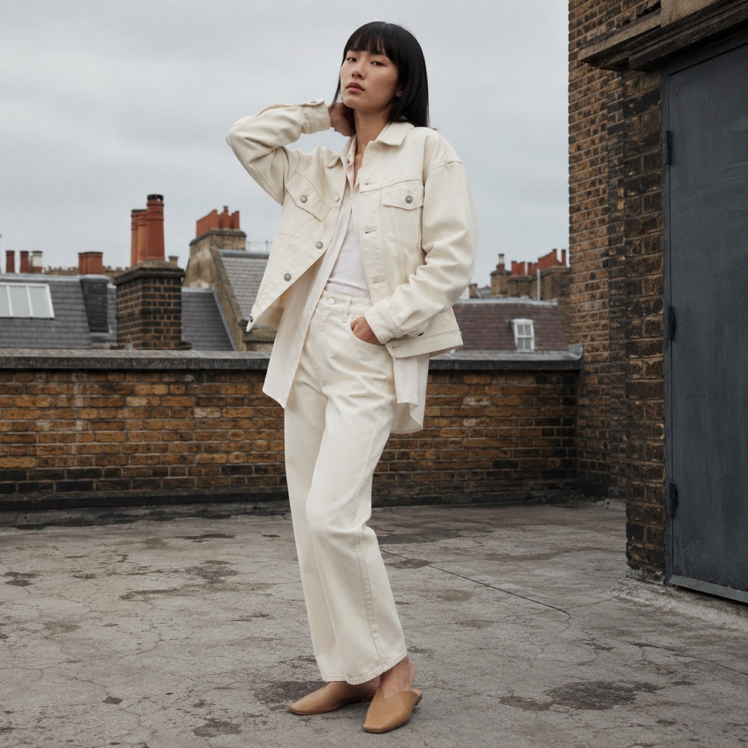 Lexington Oversized Trucker Jacket — Denim Jackets by YOON SYM. worn by a model.