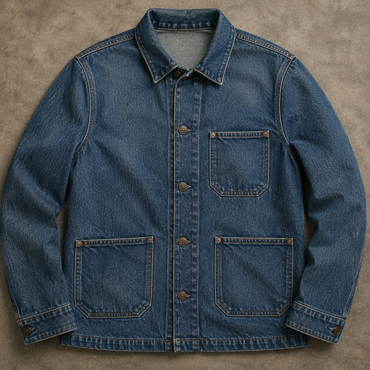 Warwick Denim Chore Jacket — Denim Jackets by YOON SYM. close detail of the fabric and finish.