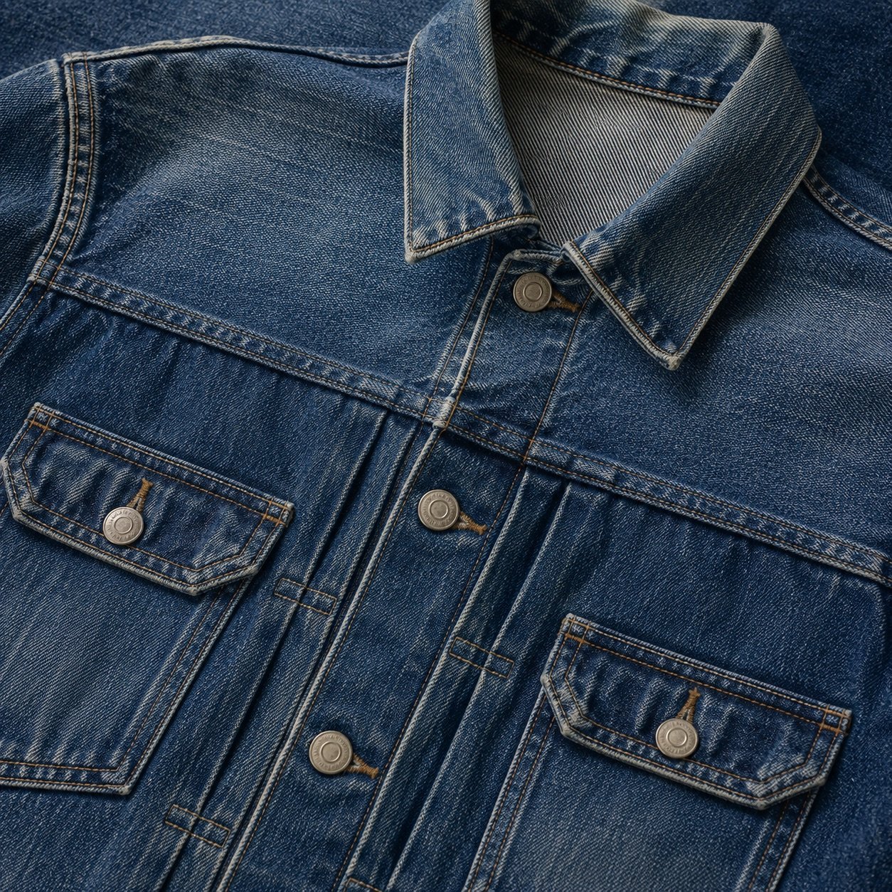 Poland Classic Trucker Jacket — Denim Jackets by YOON SYM. close detail of the fabric and finish.