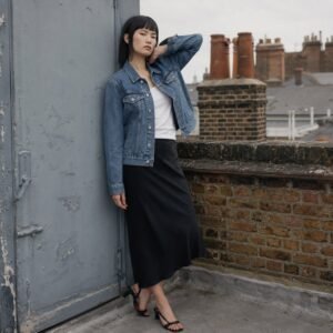 Poland Classic Trucker Jacket — Denim Jackets by YOON SYM. worn by a model.