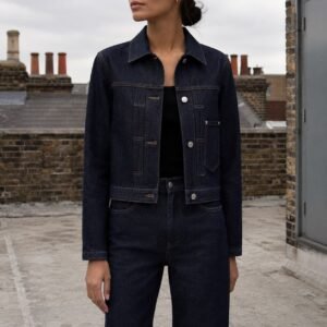 Carnaby Cropped Denim Jacket — Denim Jackets by YOON SYM. worn by a model.