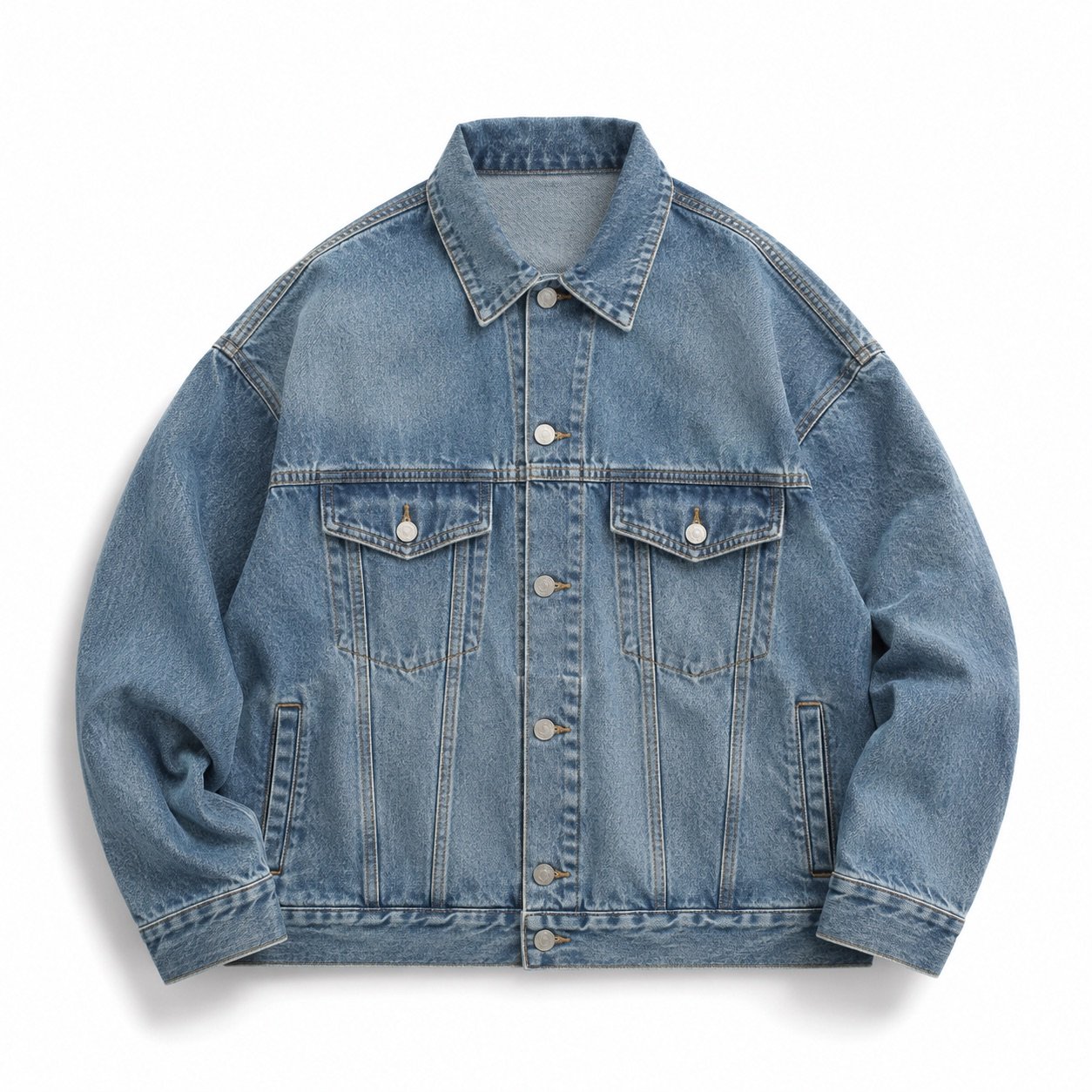 Foubert Oversized Trucker Jacket — Denim Jackets by YOON SYM. product photograph on a white background.