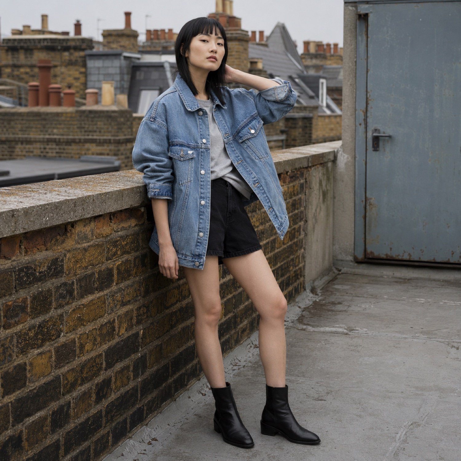 Foubert Oversized Trucker Jacket — Denim Jackets by YOON SYM. worn by a model.