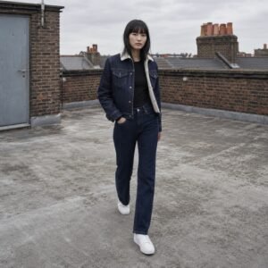 Golden Borg Lined Trucker — Denim Jackets by YOON SYM. worn by a model.