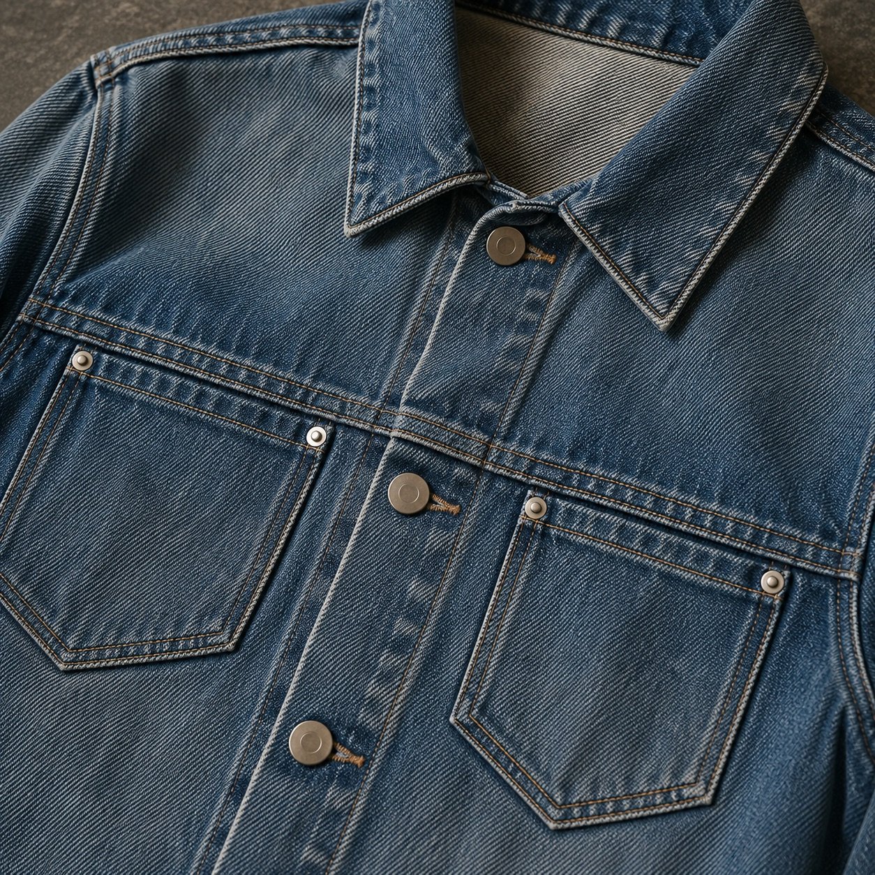 Noel Cropped Denim Jacket — Denim Jackets by YOON SYM. close detail of the fabric and finish.
