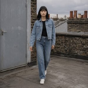 Bridle Classic Trucker Jacket — Denim Jackets by YOON SYM. worn by a model.
