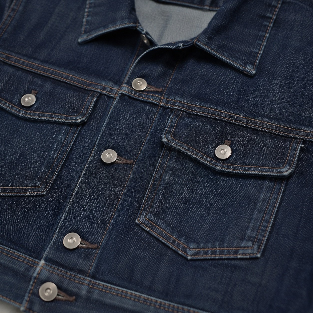 Silver Cropped Denim Jacket — Denim Jackets by YOON SYM. close detail of the fabric and finish.