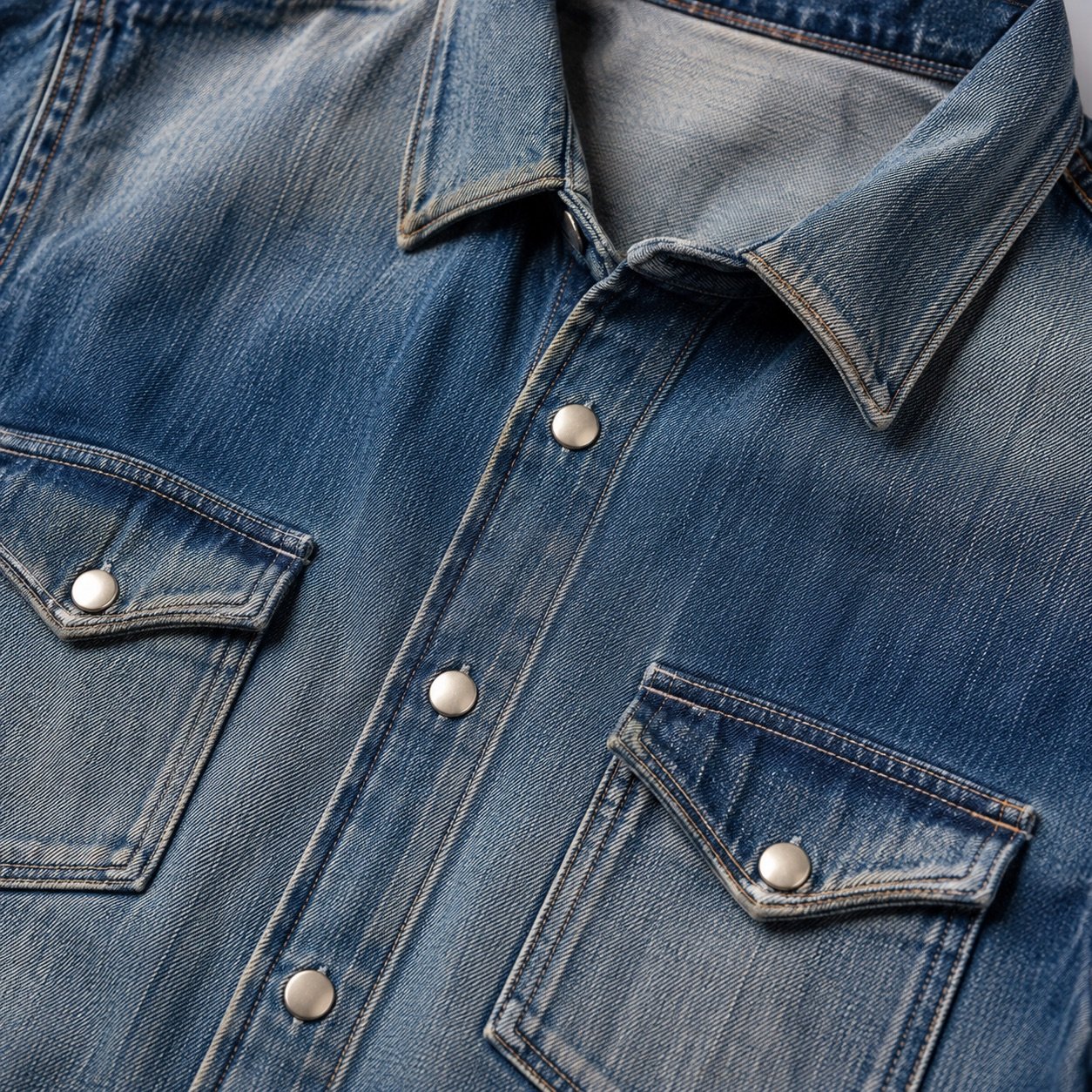 Berwick Denim Shirt Jacket — Denim Jackets by YOON SYM. close detail of the fabric and finish.