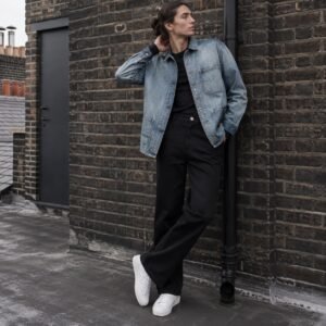 Berwick Denim Shirt Jacket — Denim Jackets by YOON SYM. worn by a model.