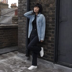 Berwick Denim Shirt Jacket — Denim Jackets by YOON SYM. worn by a model.