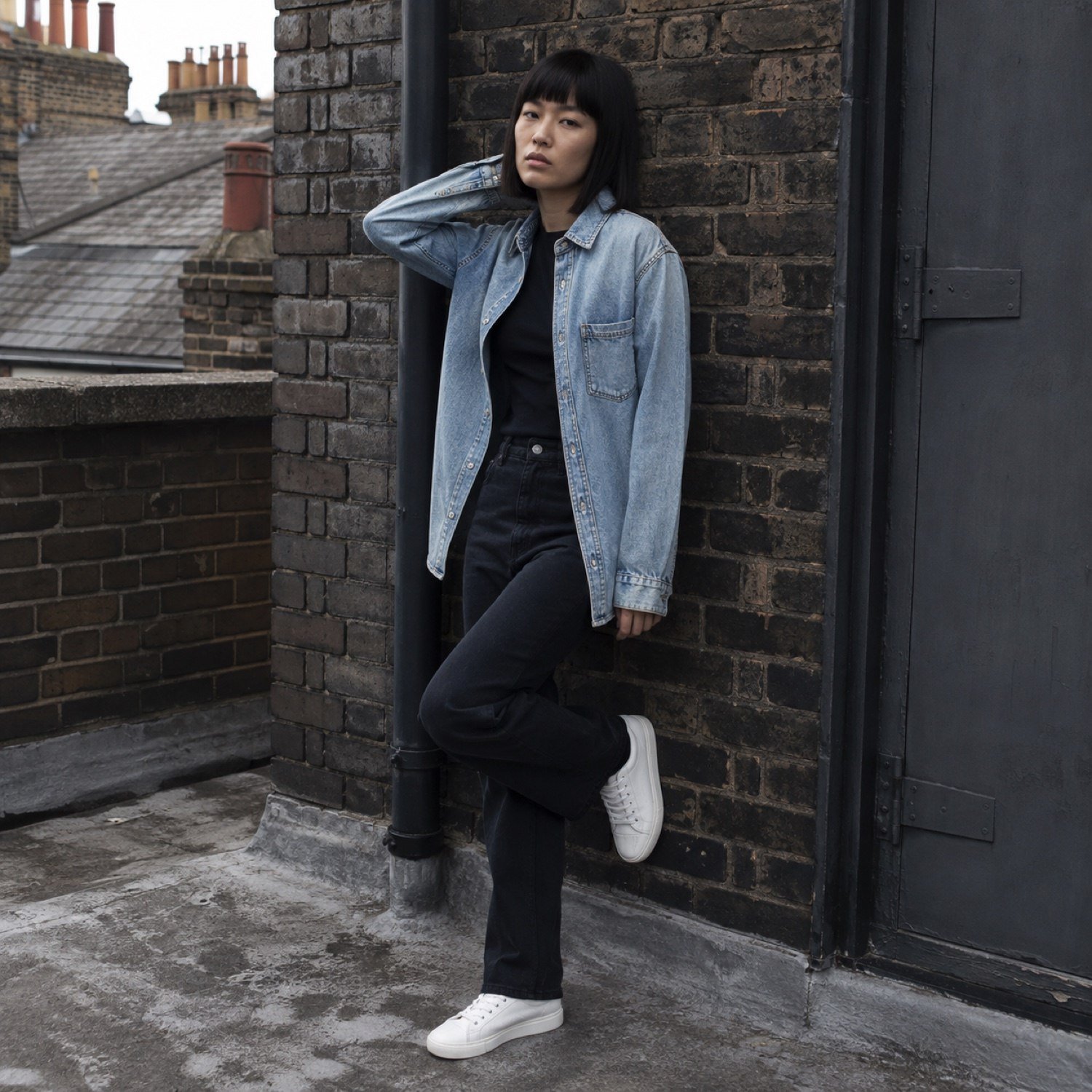 Berwick Denim Shirt Jacket — Denim Jackets by YOON SYM. worn by a model.