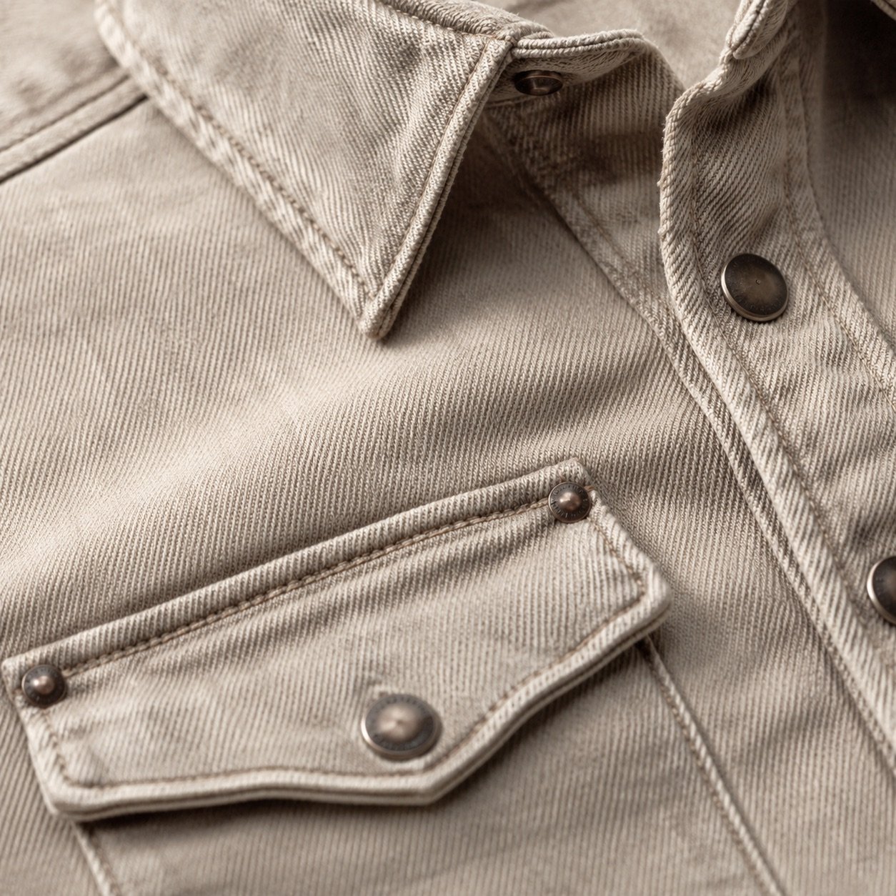 Lexington Denim Shirt Jacket — Denim Jackets by YOON SYM. close detail of the fabric and finish.