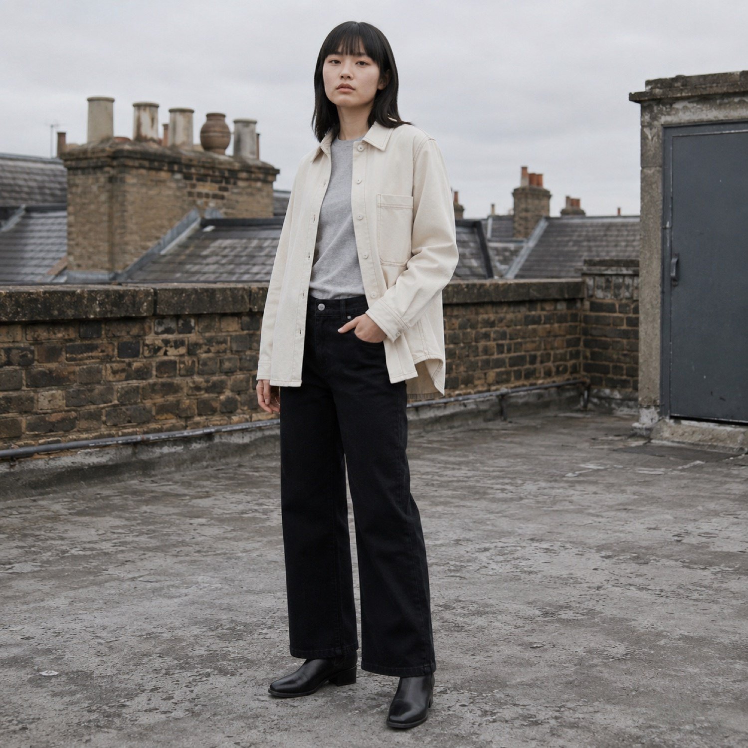 Lexington Denim Shirt Jacket — Denim Jackets by YOON SYM. worn by a model.