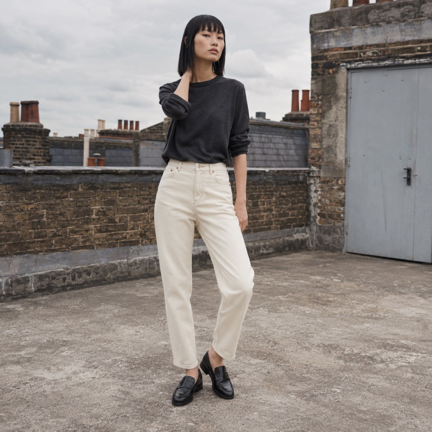 YOON SYM: Kingly Slim Tapered Jean, Jeans, photographed on a model.