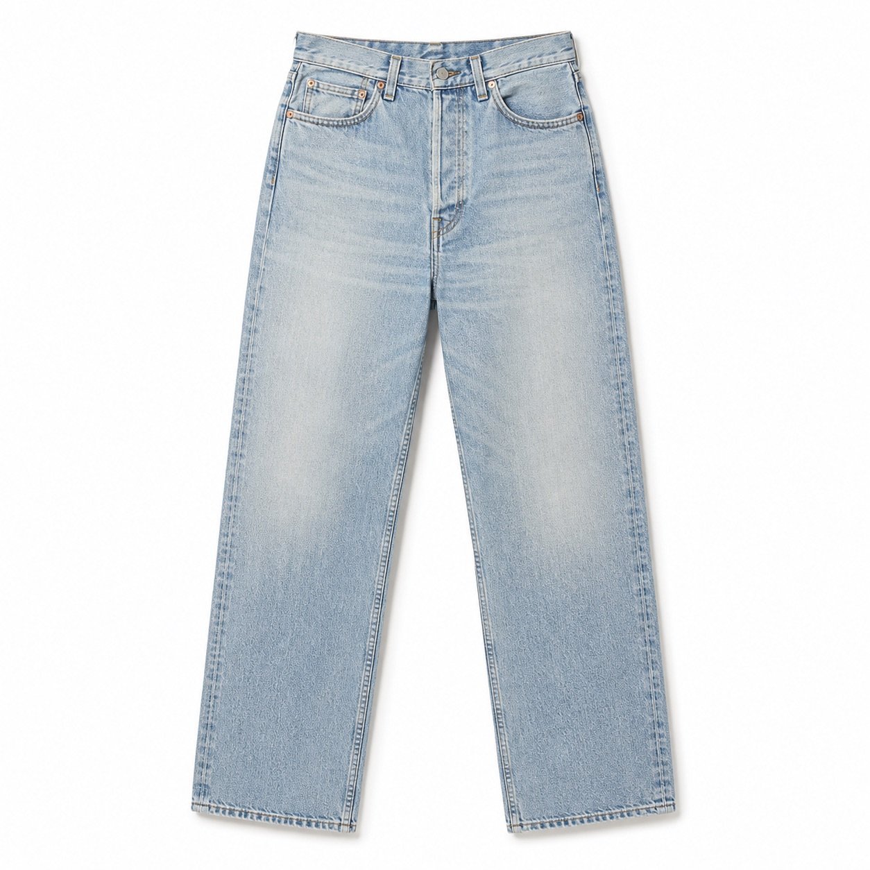 YOON SYM: Kingly High Rise Straight Jean, Jeans, photographed lying flat.