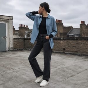 Denman Chambray Shirt — Denim Shirts by YOON SYM. worn by a model.
