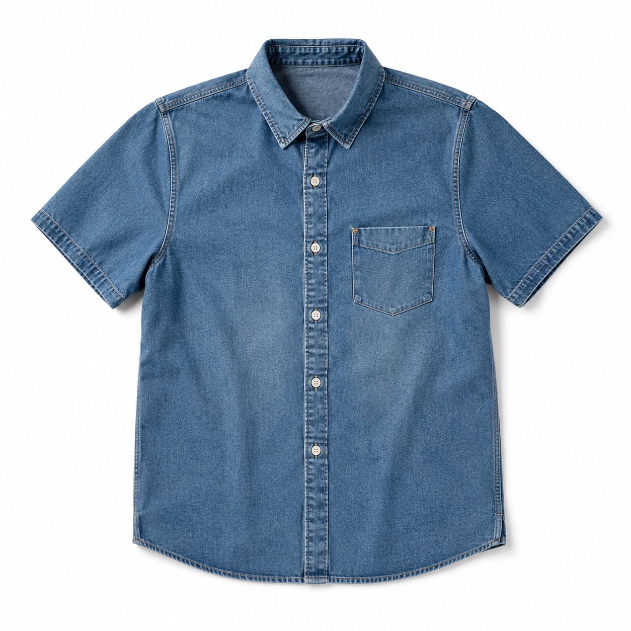 Lexington Short Sleeve Denim Shirt — Denim Shirts by YOON SYM. product photograph on a white background.