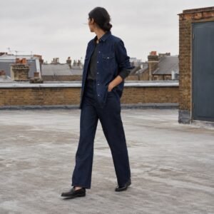 Kingly Western Denim Shirt — Denim Shirts by YOON SYM. worn by a model.