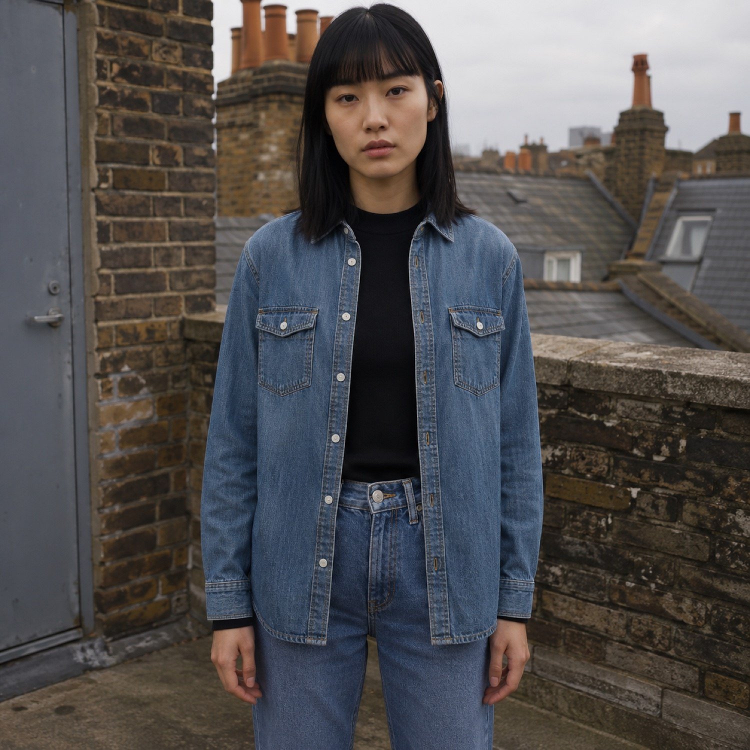 Marshall Chambray Shirt — Denim Shirts by YOON SYM. worn by a model.