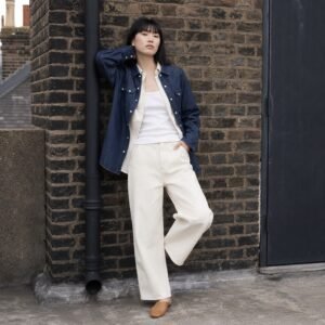 Carnaby Western Denim Shirt — Denim Shirts by YOON SYM. worn by a model.