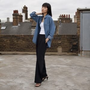 Warwick Oversized Denim Shirt — Denim Shirts by YOON SYM. worn by a model.