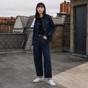 Bridle Western Denim Shirt — Denim Shirts by YOON SYM. worn by a model.