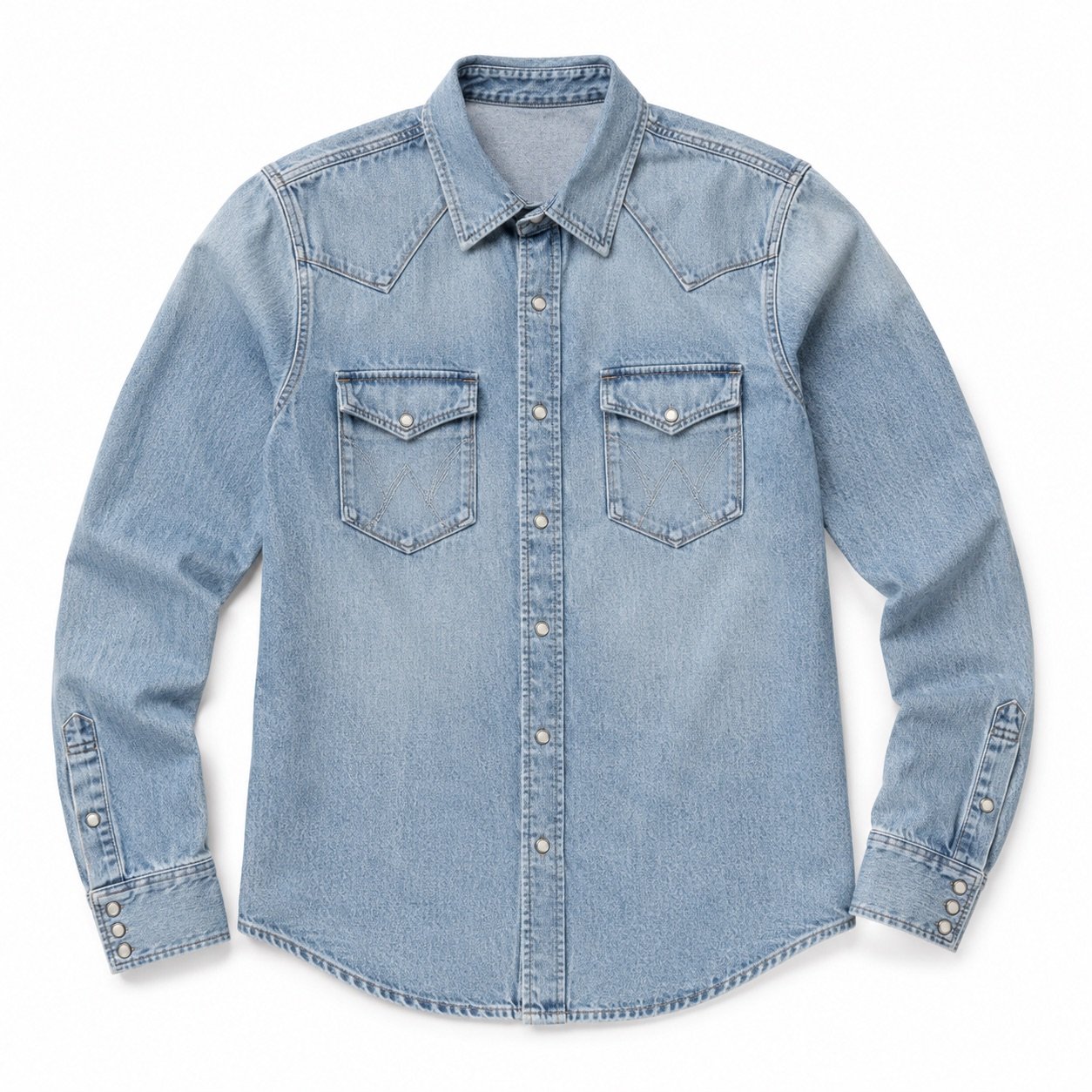 Silver Western Denim Shirt — Denim Shirts by YOON SYM. product photograph on a white background.